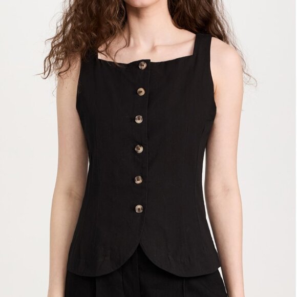 Ciao Lucia Black Amira Sleeveless Buttoned Tank Top Size XS - Picture 3 of 11